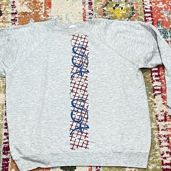 Vintage USA Gray 1980s Crewneck Jumper Pullover 80s Sweatshirt - Picture 3 of 4